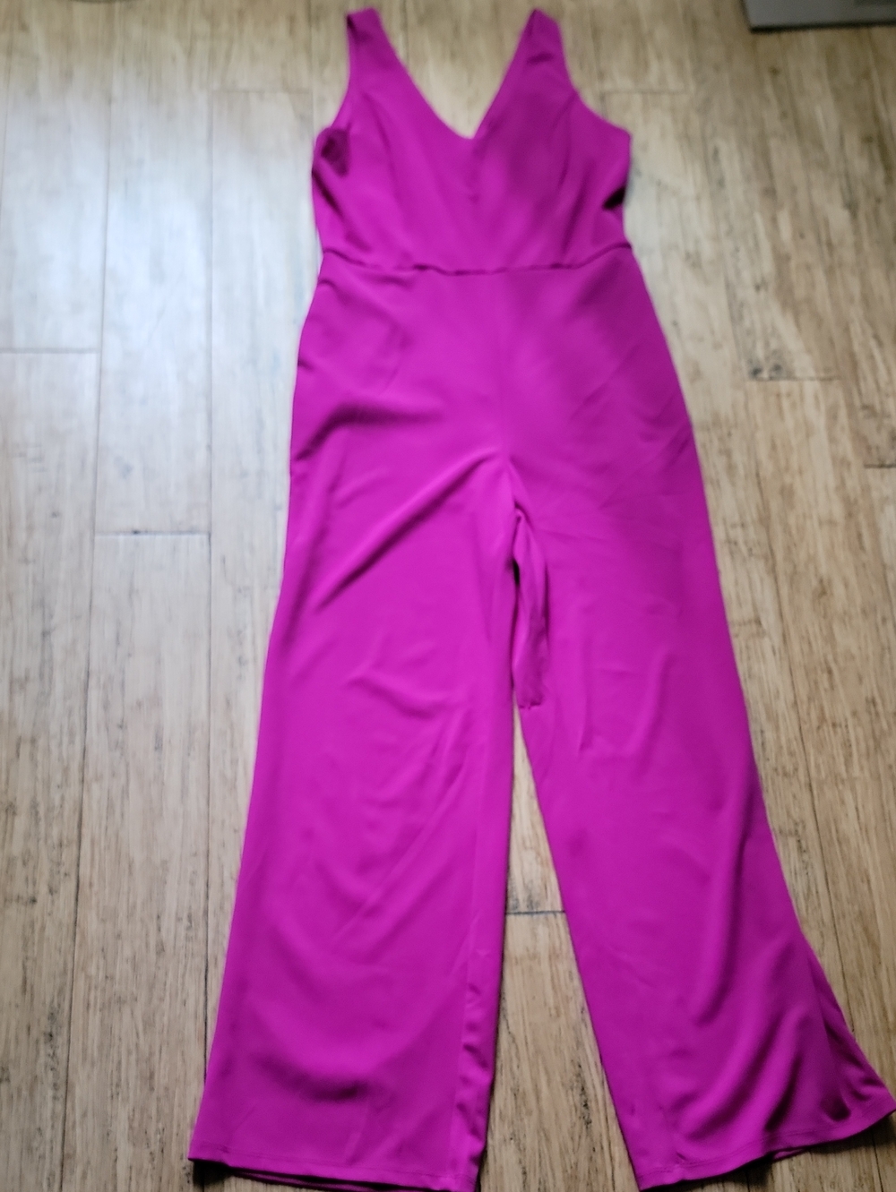Crystal Sky Women’s V-Neck Wide-Leg Jumpsuit in Fuchsia